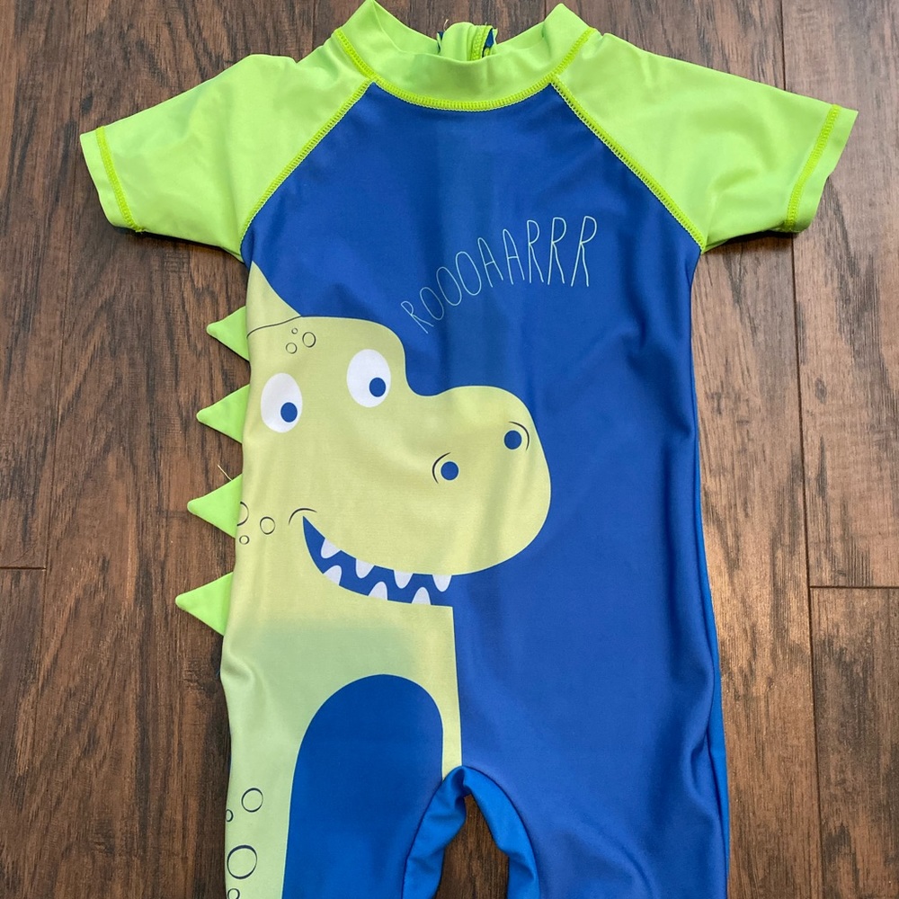 2T boys dinosaur swim body suit